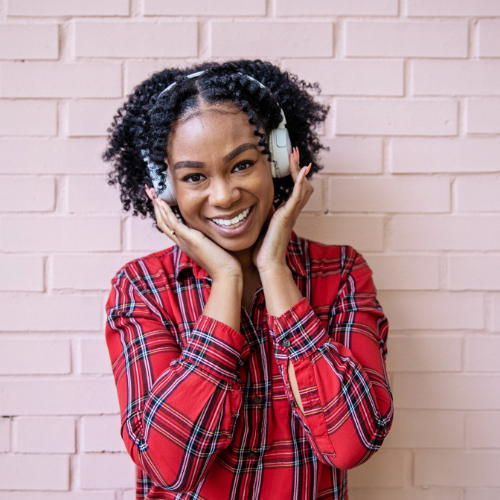Young person wearing headphones